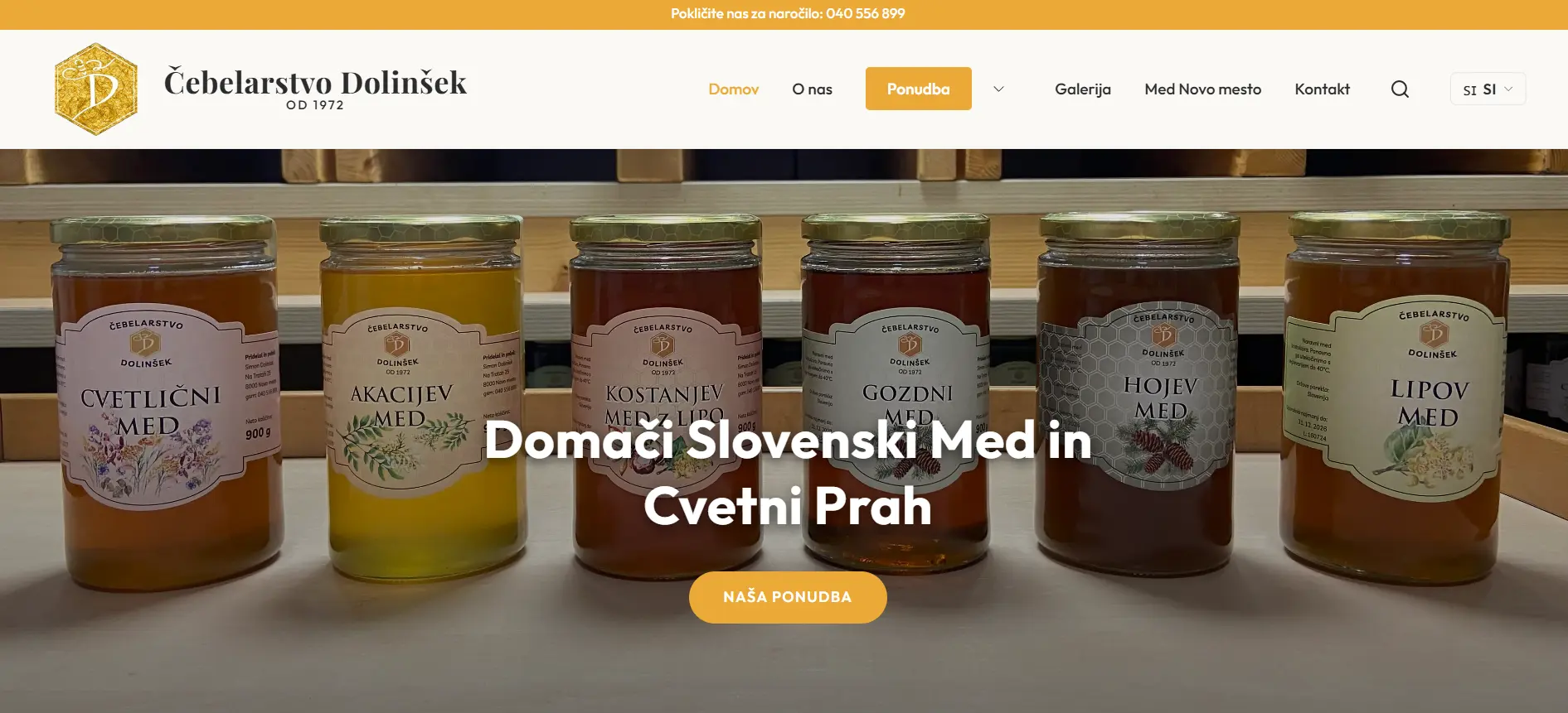 Čebelarstvo Dolinšek spletna stran - izdelava spletne strani za čebelarstvo